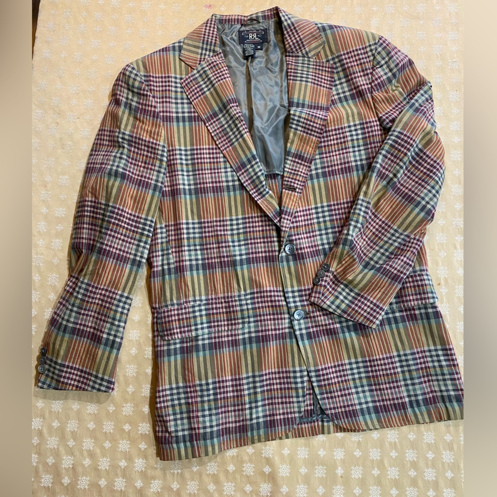 Vintage Ralph Lauren Cotton Plaid Blazer Made in USA